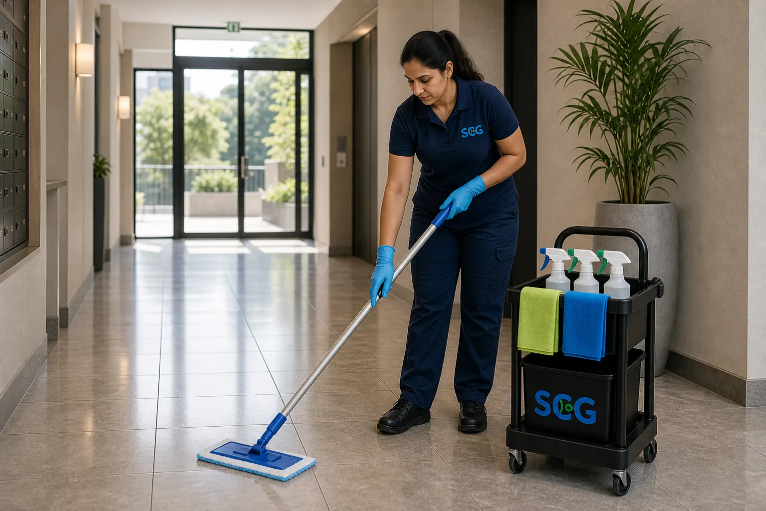 Sydney Clean Group cleaners working in a Mascot office tenancy